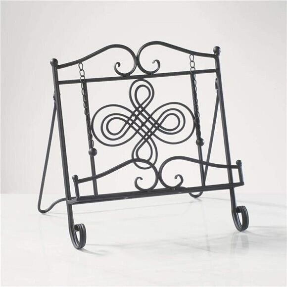 Swirl Black Metal Cookbook iPads, Holders, Portable, Adjustable, Free Standing - Picture 6 of 10